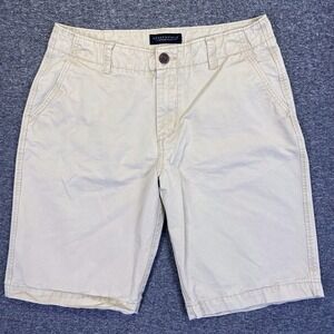 Aeropostale Chino Short Men 30 Khaki Flat Front Casual Preppy 100% Cotton Travel